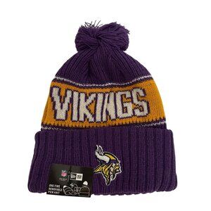 New Era NFL Minnesota Vikings NFL Cuffed Knit Pom Beanie Hat Football Athleisure